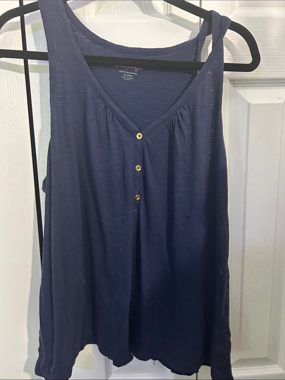 Lilly Pulitzer Navy Button-Front Sleeveless Tank